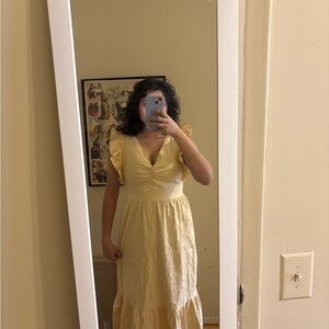 Express butter yellow linen dress